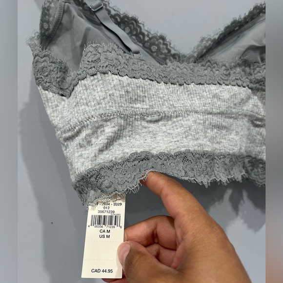 NWT Aerie gray ribbed lace bralette - Picture 3 of 3
